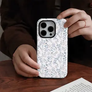 This light blue-purple floral pattern phone case is durable, shock-absorbing, and features a dual-sided design. It's compatible with iPhone 17, 16, 15, 14, 13, 12, 11, X, and Samsung models. It makes a great holiday gift for friends or family.