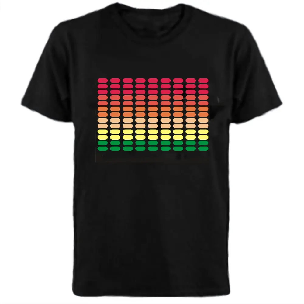 Popular Sound Active Equalizer El T-shirt Equalizer Light Up Down Led Tshirt Flashing Music Activated Led T Shirts Men