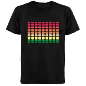 Popular Sound Active Equalizer El T-shirt Equalizer Light Up Down Led Tshirt Flashing Music Activated Led T Shirts Men