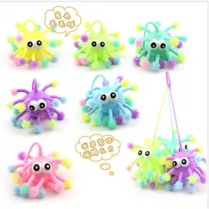 Creative New TPR Plush Ball, 5-inch Protruding Eyes Snowflake Glowing Plush Ball, Flash Stress Relief Toy
