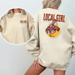 Local Girl - Stay Wild 2-Side Sweater, Cowboy Rodeo Outfits, Western Style Graphics Sweatshirt, Women's Gifts, Casual Womenswear, Unisex