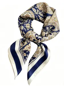 Women's Fashion New Silk Satin Headscarf 70x70cm, Elegant Square Scarf for Ladies, Stylish Hair Accessory for All Seasons Floral Headscarf Bandana Floral Print Scarf