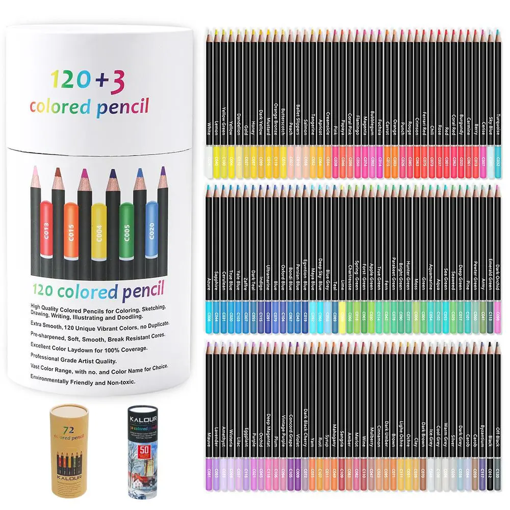Colored Pencil Set, 50 / 72 / 120 Pieces Soft Core Colored Pencils for Drawing Blending Shading, Art Supplies for Adults and Beginners
