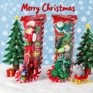 Christmas Cat Toys Set, 15-Piece Interactive Self-Play Cat Toys, Christmas Sock Packaging, Perfect Holiday Gift for Cats