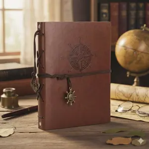 Vintage A6 Tearable Notebook Set | Thick Leather Cover Kraft Paper Journal for Business Office Study Writing | Waterproof Anti-Scratch Retro Style Planner