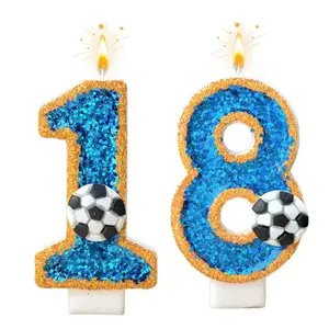 1pcs Blue soccer 0-9 number birthday candles for cake decoration, suitable for birthday party cake decoration, ideal for sports-themed cake decoration candles, handcrafted DIY cake decoration, Cake Decoration Supplies, Party Decorations, Ornaments