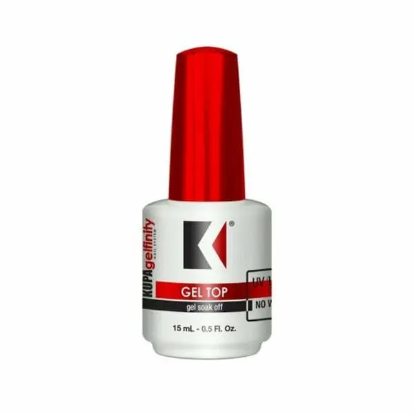 KUPA Gelfinity Gel Top Coat - No-Wipe, Soak-Off Formula for a Durable High-Gloss Shine, UV/LED Cure Manicure Nail Supplies, 0.5 fl oz, Beauty Products, Natural Nails, Premium Top Coat, Gel Shine Finish, Manicure At Home, Cosmetic, Nail Tech Supplies