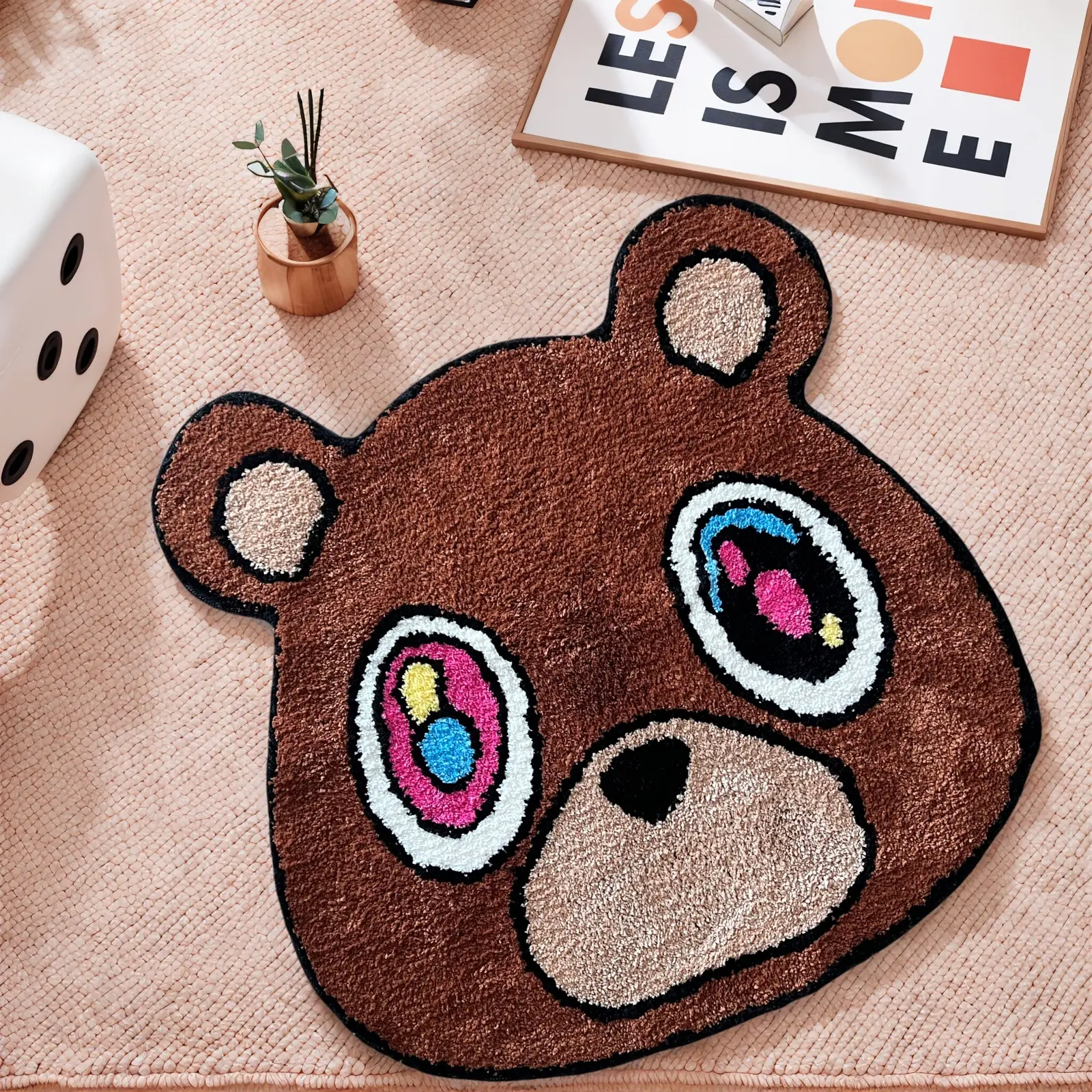 HYPEECE Graduation Bear Rug - Hypebeast Room Decor, Ultra-Soft Hypebeast Rugs with TPR Non-Slip Backing, Trendy Cloud-Like Plush Cute Carpet, Cool Rugs for Bedroom & Man Cave (28"x28")