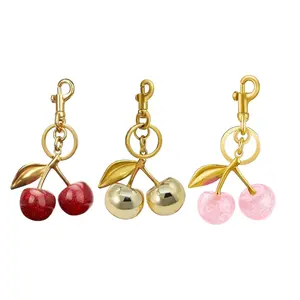 Cute Cherry Keychain Pendant Fashion Bag Charm Decorative Key Ring for Handbag Purse Backpack Car Key Accessories