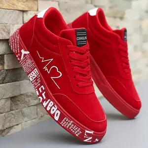Spring 2026 New Men's Red Skateboarding Shoes Mid Top Closed Trainer Runner Training Running Sneaker Athletic Boy Footwear Casual Wide Fit