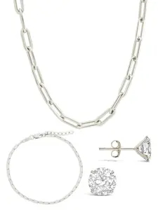 Sterling Silver Paperclip & Everyday Studs Jewelry Bundle