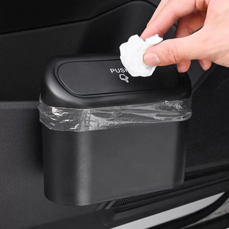 Push Type Car Trash Can, Multipurpose Car Garbage Bin, Flap Design Car Interior Storage Box, Universal Car Interior Accessories For Stowing & Tidying