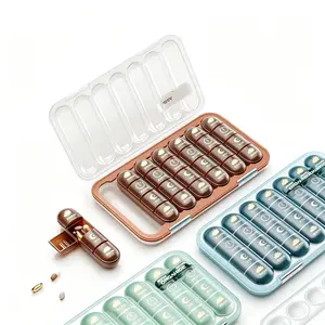 21/28 Compartments Am Pm Reminder Pill Box, Portable Travel Light Blocking Moisture Proof, Medicine Vitamin Case for Elderly