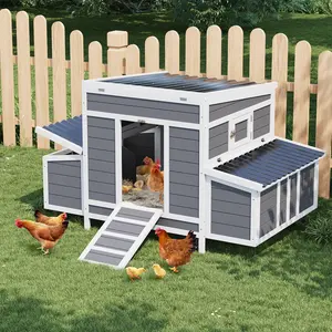 Gaomon Fir Wood Chicken Coop Enclosure for 4-6 Chickens/Rabbits - 2 Nesting Boxes, Waterproof Roof, No-Slip Ramp, Pull-Out Tray, 54"l x 34"w x 34"h - Outdoor Small Flock Cage, Indoor Hutch