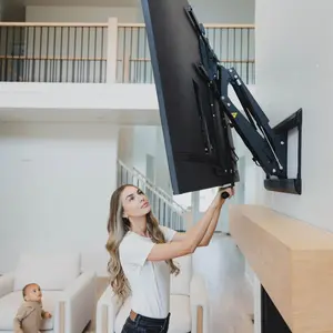Mount-It! Fireplace Pull Down TV Mount for Screens 42" to 65" with Height Adjustable Handle & Full Motion Capability - Weight Capacity 55lbs
