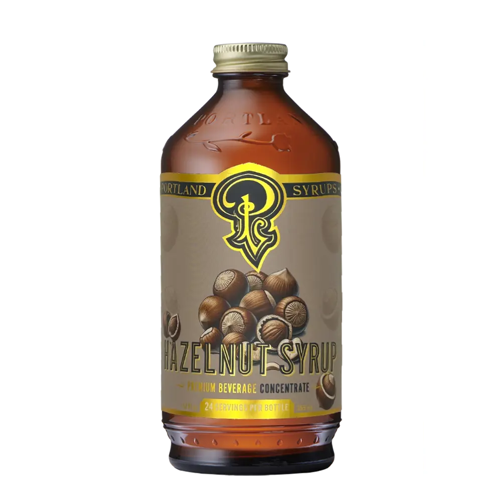 Portland Syrups Hazelnut Syrup - 12 Fl. Oz. Beverage Concentrate - Sweet Beverage Syrup for Coffee and Tea.  Add a splash to enhance the morning routine.   naturally flavor with organic cane sugar.