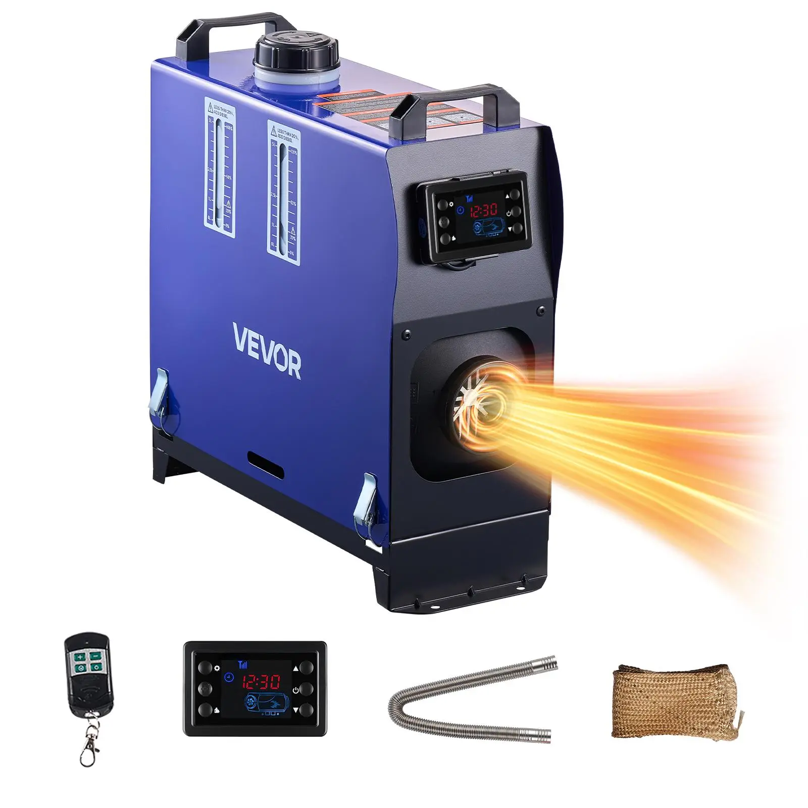 【summerfinds】VEVOR Diesel Heater, 8KW, DC 12V/24V, All in One Portable Diesel Air Heater with Remote Control and LCD Screen, Fast Heating Low Noise, 5 L Fuel Tank for Vehicles, Vans, RVs, Campers, and Trucks