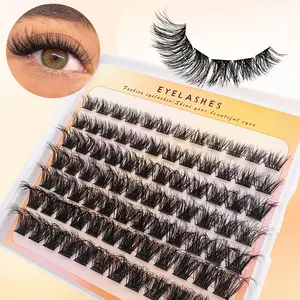 84 Cluster False Eyelashes Doll Eyelashes Fluffy Dense Cat Eye Look, DIY Lash Clusters, Solid Form Fake Lashes, No Ca Prop 65 Warning, Single Unit