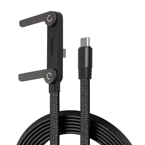 Invisible Holder Charger Cable with Stand, 240w super fast charging 2-in-1 Fast Charging Cord & Phone Stand for Gaming, Office, Car Travel, Compatible with iPhone Samsung Type-C charging cable