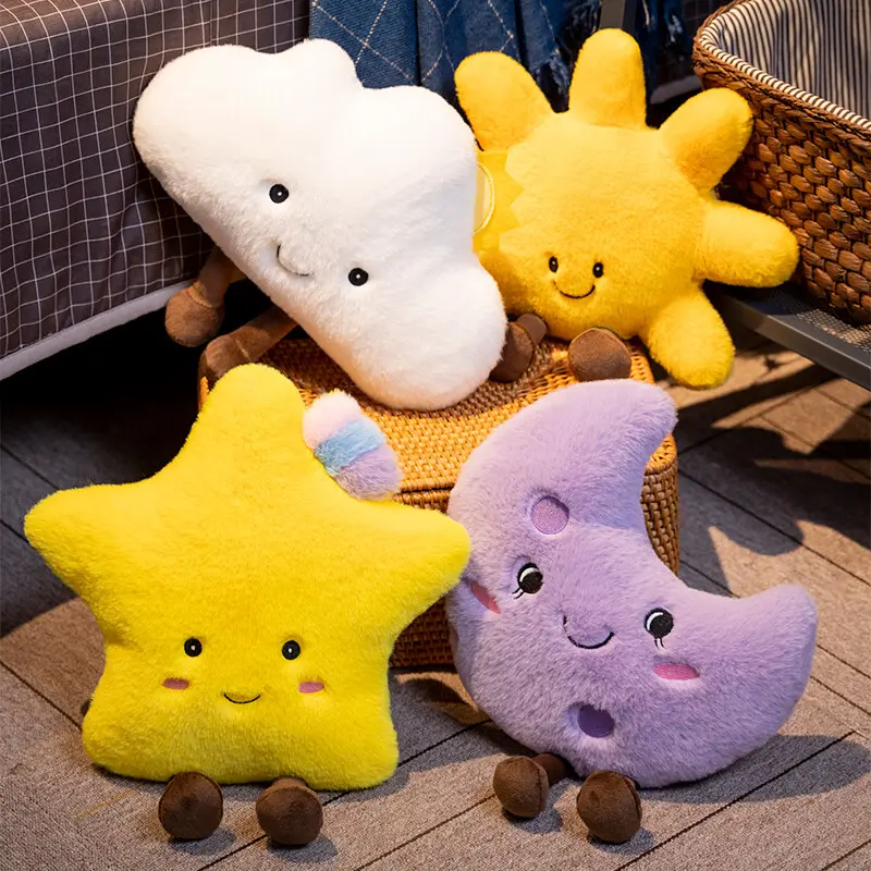 Collectible Soft Animal Plush Toy - Unisex Huggable Cartoon Stuffed Dolls (Star, Sun, Cloud, Moon) with Personified Smiling Design, Disco Ball for Daily Fun, Huggable Stuffed Animal, Soft Stuffed