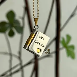 My Love Book Necklace Valentine's Day, Birthday, Memorial Day Gifts Jewelry Love.
