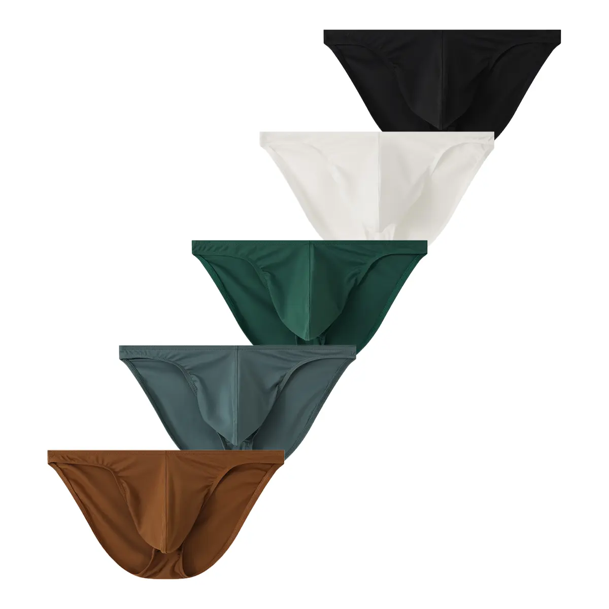 QPNGRP Men's Low-Rise Briefs (5-Pack, Mixed Colors) - Menswear Underwear with Stretch Cotton-Nylon Fabric, Comfortable Soft Waistband, Functional Pocket