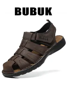 BUBUK Men's First Layer Cowhide Beach Shoes, Sport Outdoor Sandals, Casual Outdoor Sandals, Fashion Fisherman Shoes, Arch Support, Comfortable Breathable, Hiking, Commuting