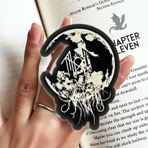 Sleep Token Black Moon Cut Phone Grip– Waterproof Vinyl Decal | Gothic Celestial Alt Metal Band Merch | Laptop Kindle iPad Gift