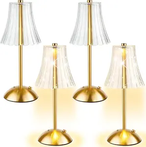 Rechargeable Cordless Table Lamp, 12 Inch Dimmable Brass LED Lamp, USB Charging Portable Gold Night Light, Waterproof Decor Lighting for Home, Dining Room, Patio & Bedroom