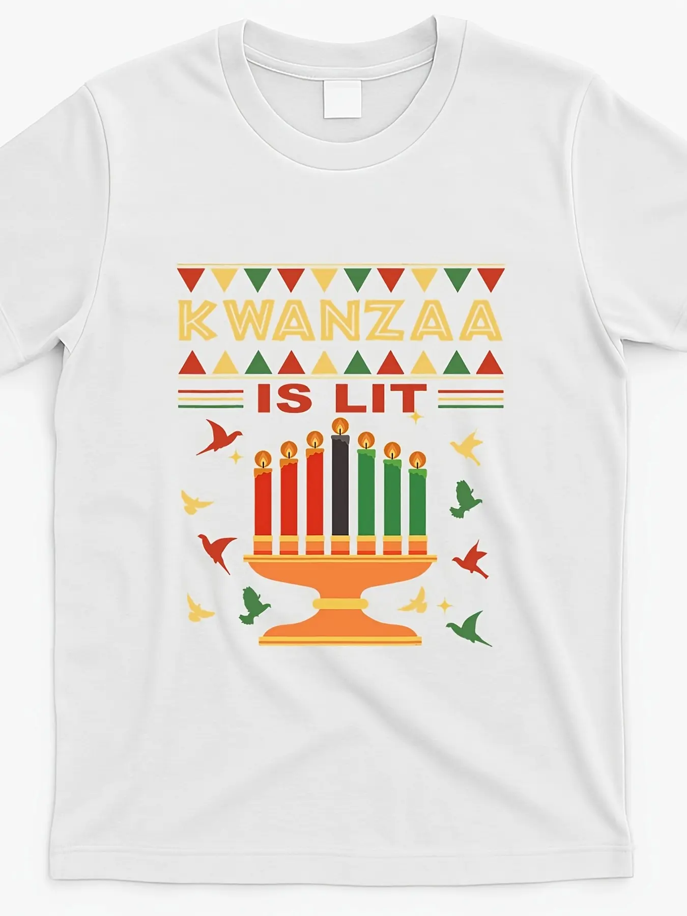 Happy-kwanzaa-it's-lit-african-american-t-shirt.pn unisex soft cotton short sleeve t shirt, vintage graphic casual tee for men women teens, perfect birthday holiday gift for camping travel gym daily street  wear