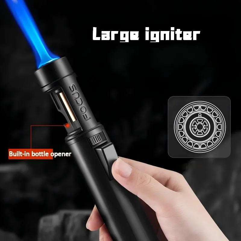 Windproof Jet Flame Lighter 2 In 1 Windproof Lighter - Torch Lighter With Adjustable Jet Flame And 360 Degree Rotation Ignition - Portable Camping Bbq Baking Lighter (Butane Gas Not Included)