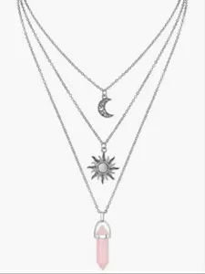 Gothic Layered Crystal Sun and Moon Necklace, Moon and Sun Pendant, Gothic Goth Emo Grunge Necklace, Goth Jewelry, Halloween Christmas Jewelry Gift For Women #Fashionweek#Fallfreshness