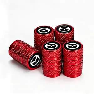 5-Pack Red Black Sporty Waterproof Design Tire Valve Stem Caps, TPMS Safe Durable Dust Leak Proof, All Weather Wheel Accessories for Mazda3 Mazda6 CX-5 CX-9 CX-30 MX-5 Miata Car SUV