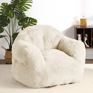 39-Inch Beige L-Shaped Bean Bag Chair with Plush Filler, Armrest Design, Leisure Seating for Living Room, Bedroom | Christmas Gift