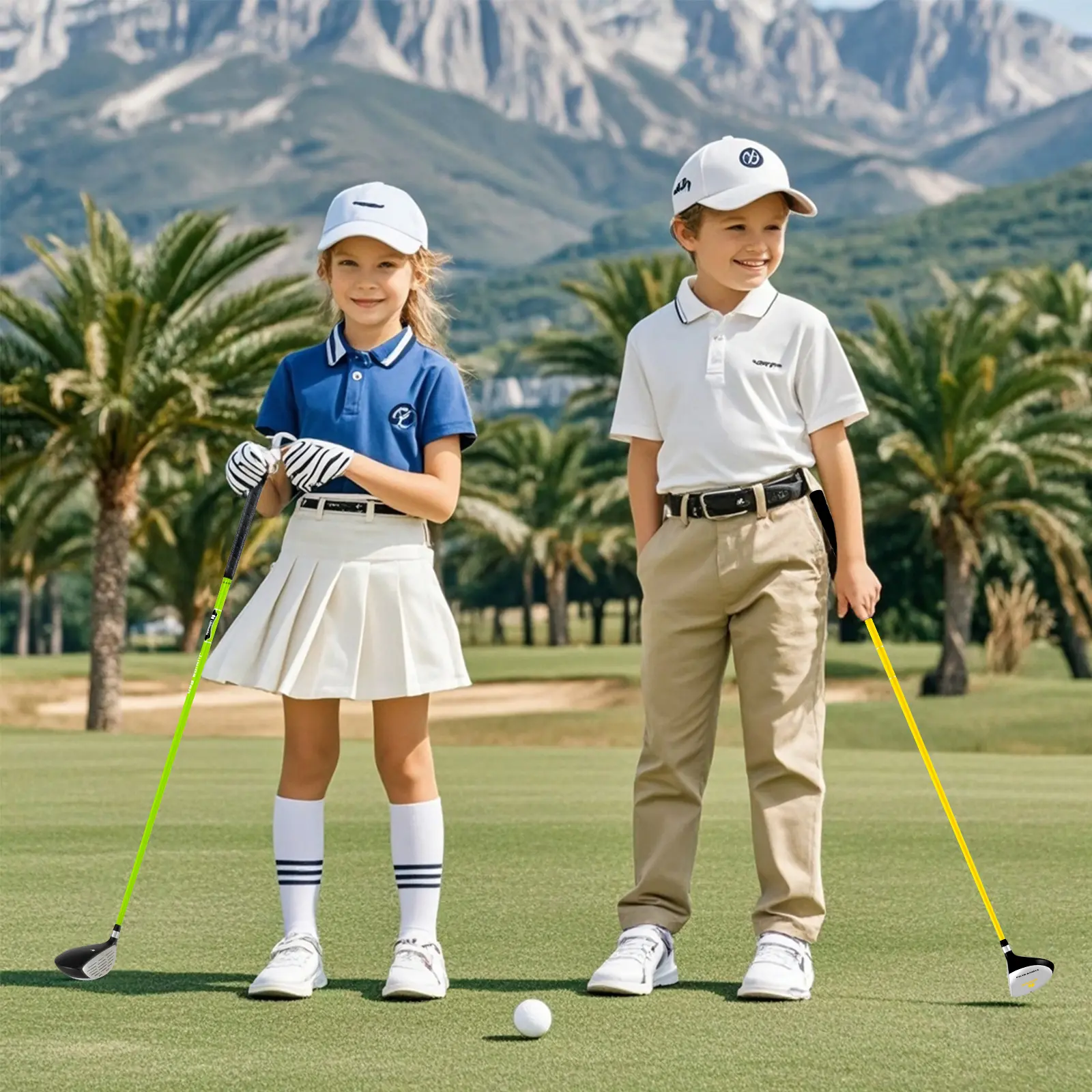 COSTWAY - 34 Inch 165CC Junior #3 Fairway Wood Golf Club with Fiberglass Shaft for Kids Ages 8-10-Green