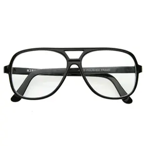 Retro 1980's Basic Square Aviator Clear Lens Glasses 8043