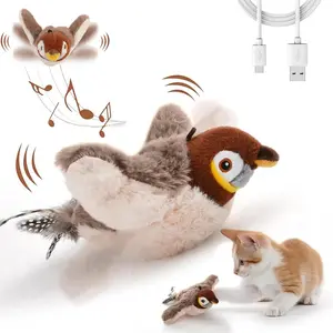 Cat Toys Flapping Bird  Lifelike Realistic Motion Interactive Cat Toy for Indoor Cats, Touch Activated Flying Bird Cat Toy with Chirp Sound Attractive Sounds   USB Rechargeable Kitten Toys - Perfect Cat Gifts for Bored Indoor Adult Cats