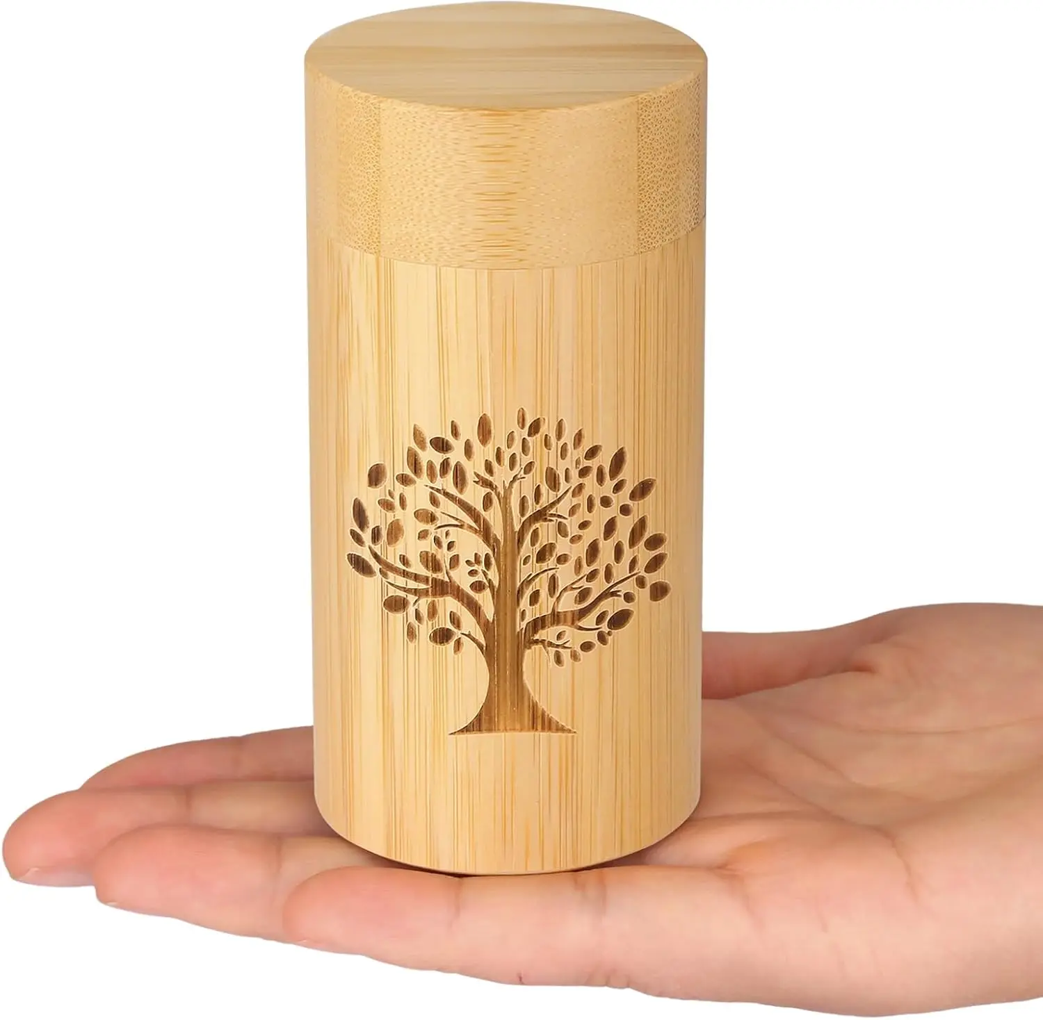 Small Urns for Human Ashes Keepsake with Tree of Life Pattern,Small Cremation Urns for Human Ashes Adult Male Female,Bamboo Scattering Tubes for Human or Pet Ashes,Hold Up to 7.5 Cubic Inches