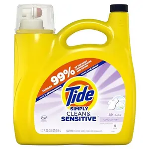 Tide Simply Clean & Sensitive Liquid Laundry Detergent, Cool Cotton Scent, 89 Loads, 117 fl oz