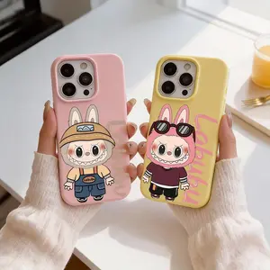 Character Lububu Phone Case 2-in-1 Detachable Clear Jelly for iPhone Case | 17/16/15/14/13 Dopamine Color Card Photo Holder | Slim Fit Soft TPU Bumper Shockproof Anti-Yellowing Scratch Resistant Ultra Thin Lightweight