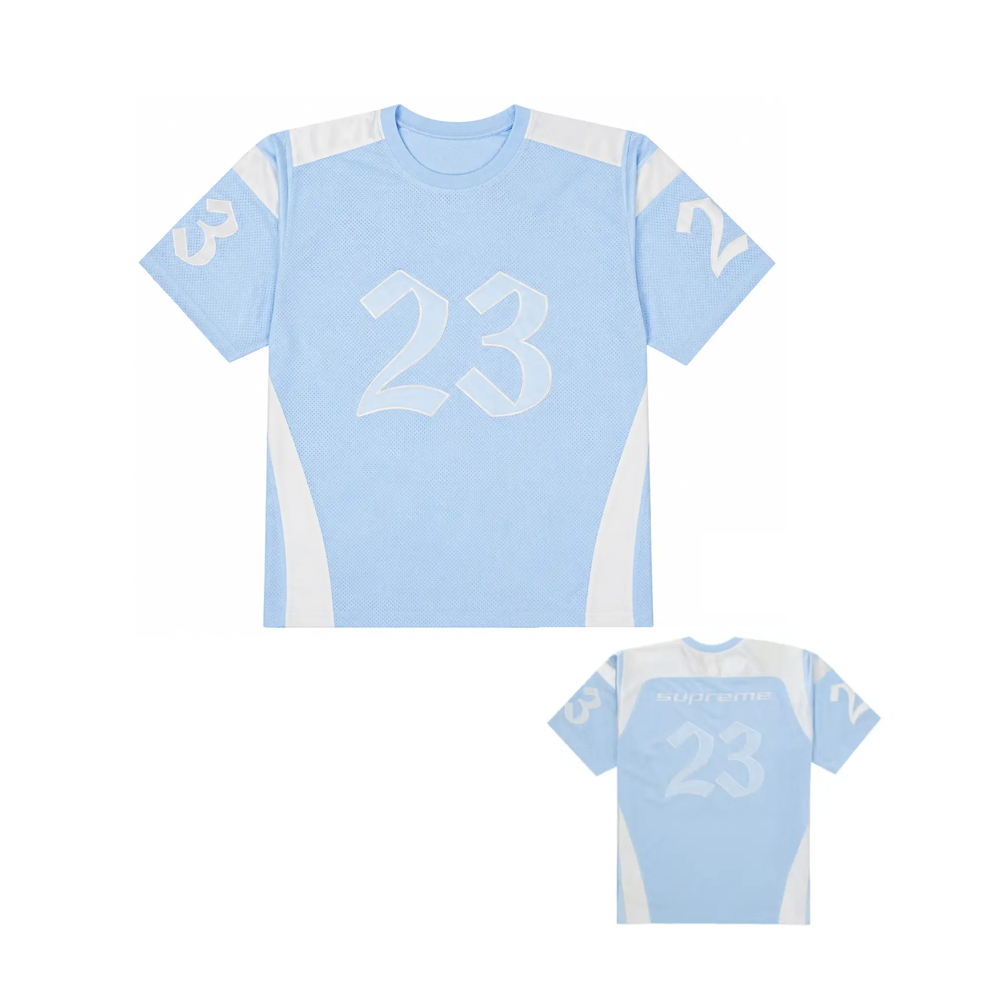Blue Mesh Jersey Tee, Number 23 Graphic Sports Shirt, Y2K Athletic Streetwear T-Shirt, Unisex Fashion Top