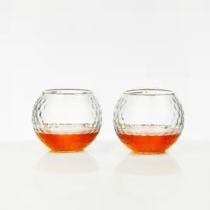 Par Excellence Golf Ball Whiskey Glasses Set of 2 14 oz Durable Glass Golf-Themed Barware Unique Grip & Stability for Golf Enthusiasts