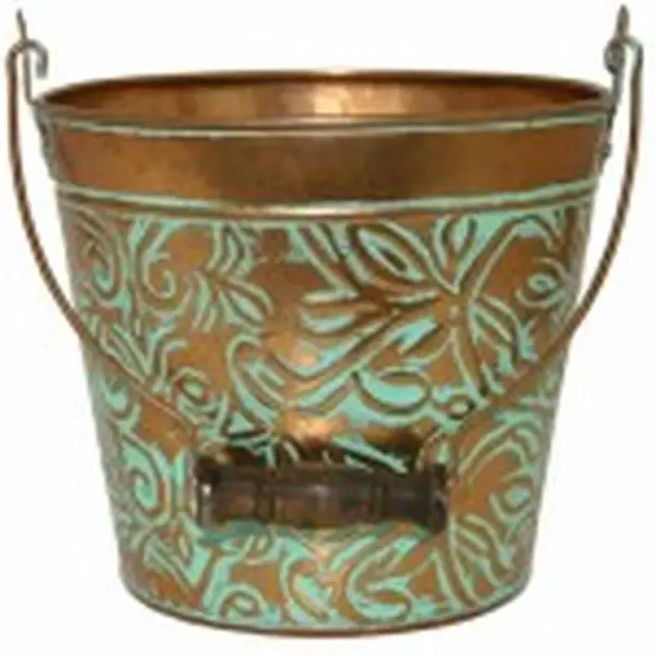 8 in. Floral Planter, Vintage Copper
