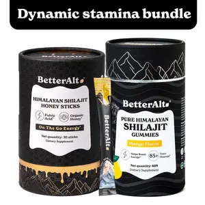 Dynamic Stamina Duo | BetterAlt GOLD+ Shilajit Honey Sticks + BetterAlt Pure Shilajit Mango Gummies | 30 Sticks and 60 Gummies Dynamic Stamina Duo | BetterAlt GOLD+ Shilajit Honey Sticks + BetterAlt Pure Shilajit Mango Gummies | 30 Sticks and 60 Gummies