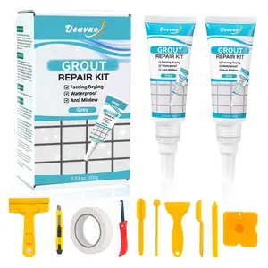 Gray Grout Repair Kit,12 Pcs Gray Caulk Grout Filler for Tile Floor, Grey Grout Paint Pen Tube for Shower Bathroom Kitchen, Fast Drying and Odorless, Restore and Renew Grout Line