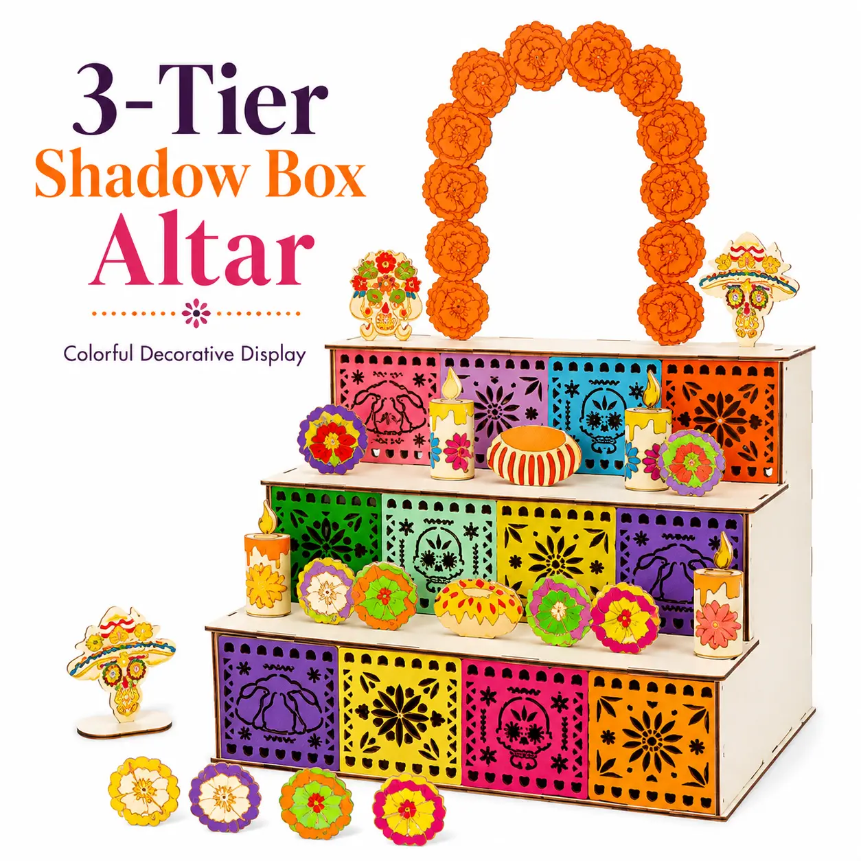 Halloween and Day of the Dead Wooden Photo Frame, Memory Keepsake Shadow Box, Altar, Exquisite Halloween Decorative Item