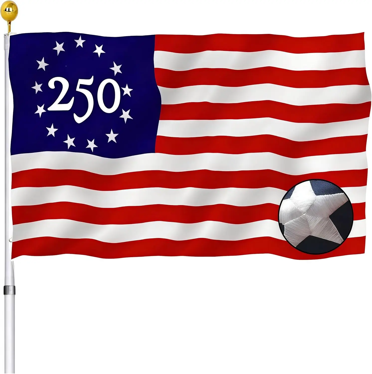 American Flag 250th Commemorative 3x5 Ft Single-Sided 3-Layer 1776-2026 Birthday-Themed Festive Flag, Hand Washable Patriotic Display Decor for Outdoor Front Door, Porch, Wall (A)