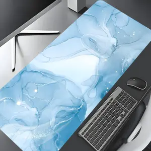 Blue Marble Pattern Mouse Pad, Rectangle Gaming Mouse Pad, Non-slip Rubber Base Desk Keyboard Mat, Desktop Accessory for Home Office Desk Accessories
