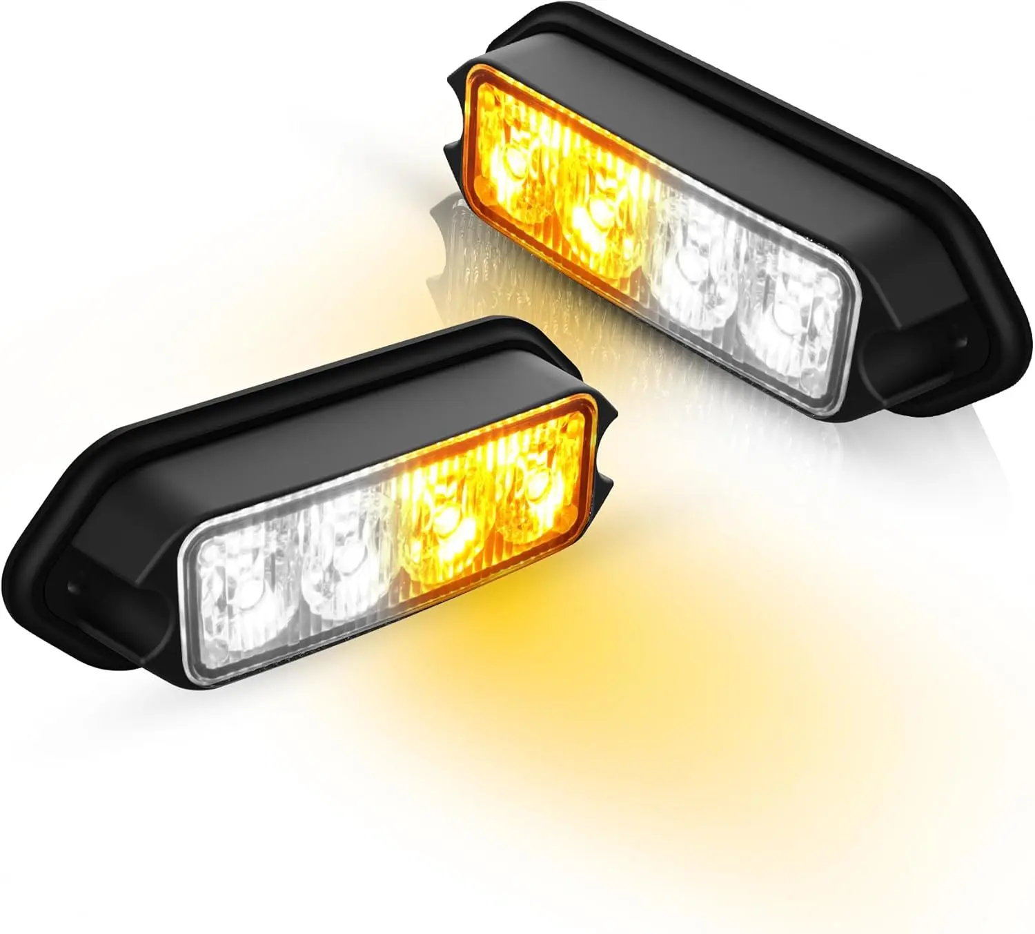 2-Pack Amber Strobe Lights Grille Lamp Surface Mount Flashing Lights LED Emmergency Warning Lights Compatible for Trucks Vehicles Police Motorcycle Drone Aircraft Bike,Amber White