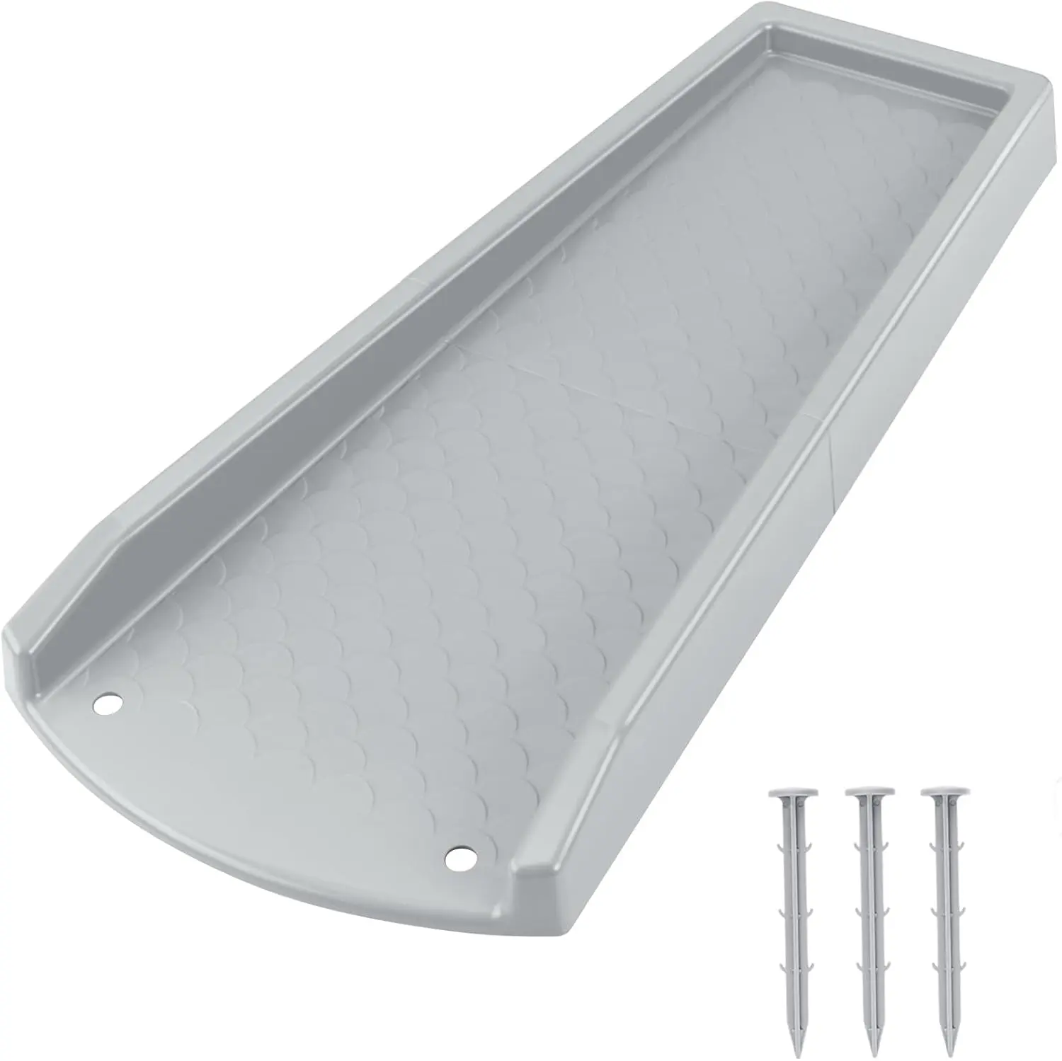 Gray Synthetic Gutter Splash Guard (1 Pack Gray), 24"l x 10.6"w x 2"h Downspout Extension with 15° Slope, Thickened Splash Block for Rain Water Drainage & Fixing (Home Improvement Building Supplies)